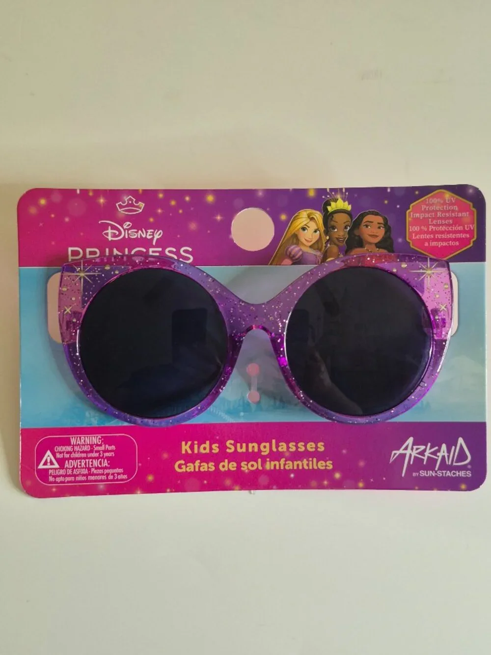 Princess Girls Sunglasses Sparkling Frame Purple Gradient Lens UV Protection